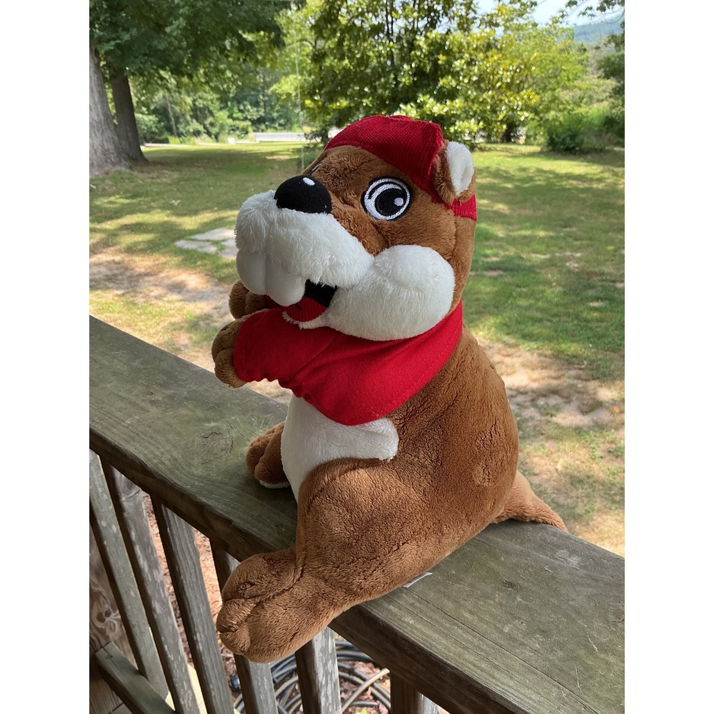 Buc-ee's Beaver Mascot Plush Stuffed Animal Red Hat Logo Shirt 12 Inch